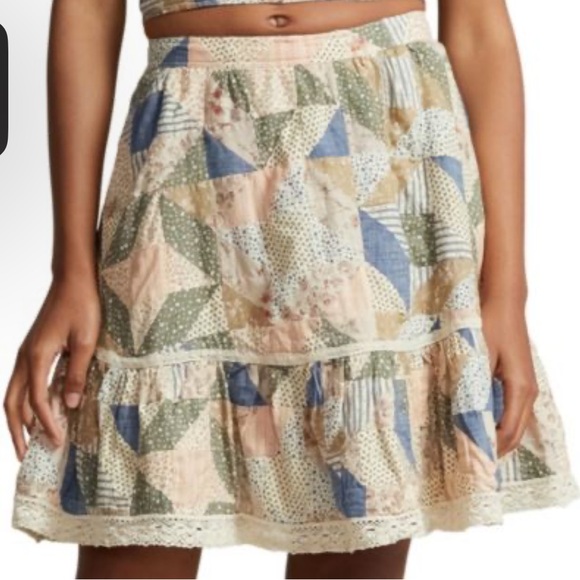 Polo Ralph Lauren Patchwork-Print Cotton A-Line Skirt Women’s Size 12 NWT - Picture 1 of 8